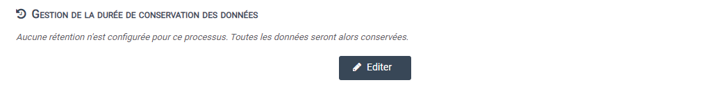 Accès à l'édition de la durée de conservation